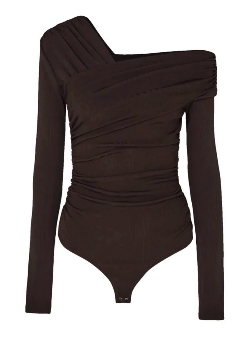 Goldsign Brown One-Shoulder Long Sleeve Bodysuit